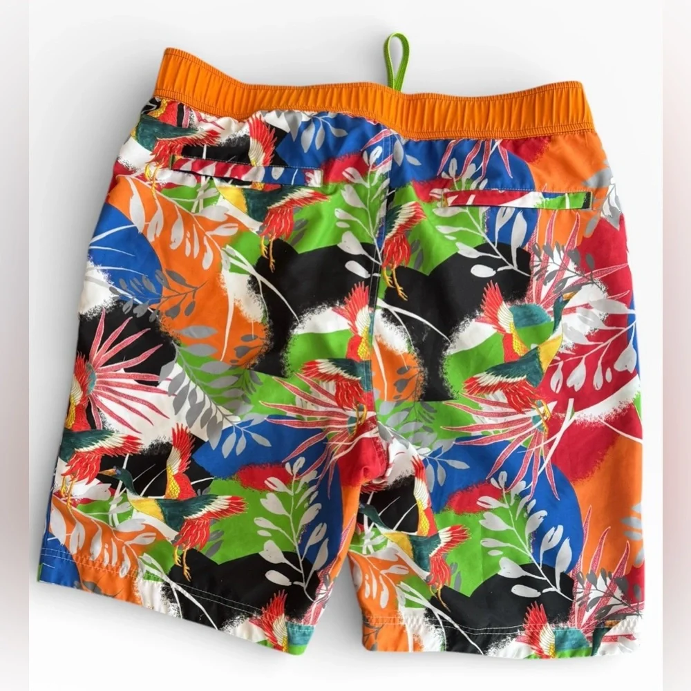 Robert Graham Swim Trunks Mens 38 Colorful‎ Floral Hawaiian Birds of Paradise
